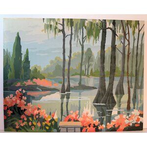 Vintage Cypress Trees Swamp Bayou Water Art Painting Signed J. Carroll READ WEAR